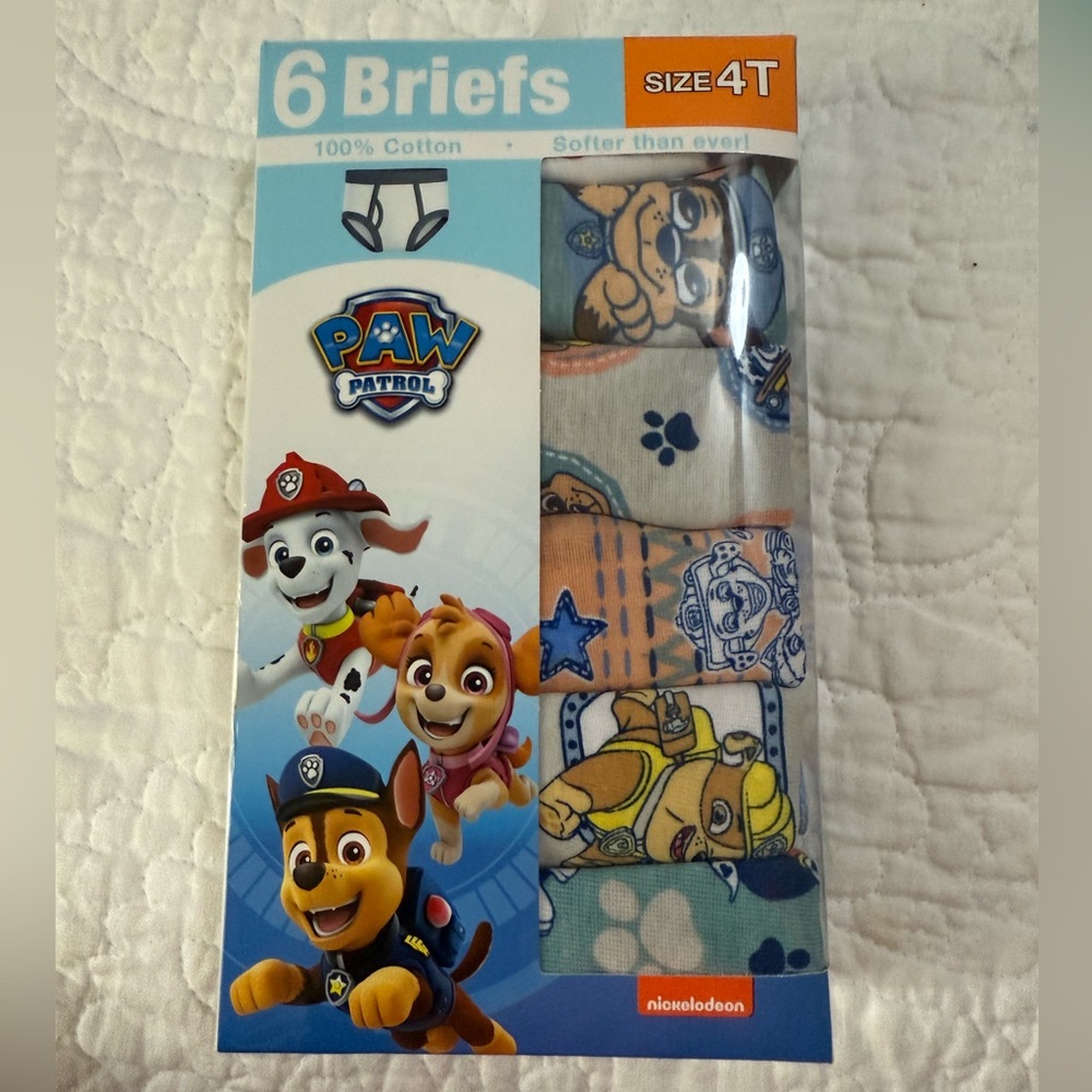 NWT size 4T Paw Patrol 6 Pack of Boys' Briefs